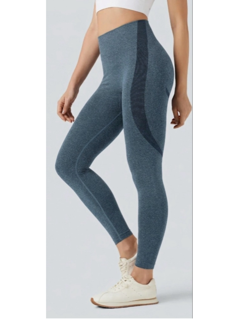 Women's Halara OneForm Seamless Flow High-Waisted 7/8 Yoga Leggings Blue Marl M